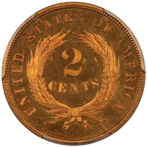 image for: 2C 1864 LARGE MOTTO PCGS PR66RD CAM CAC
