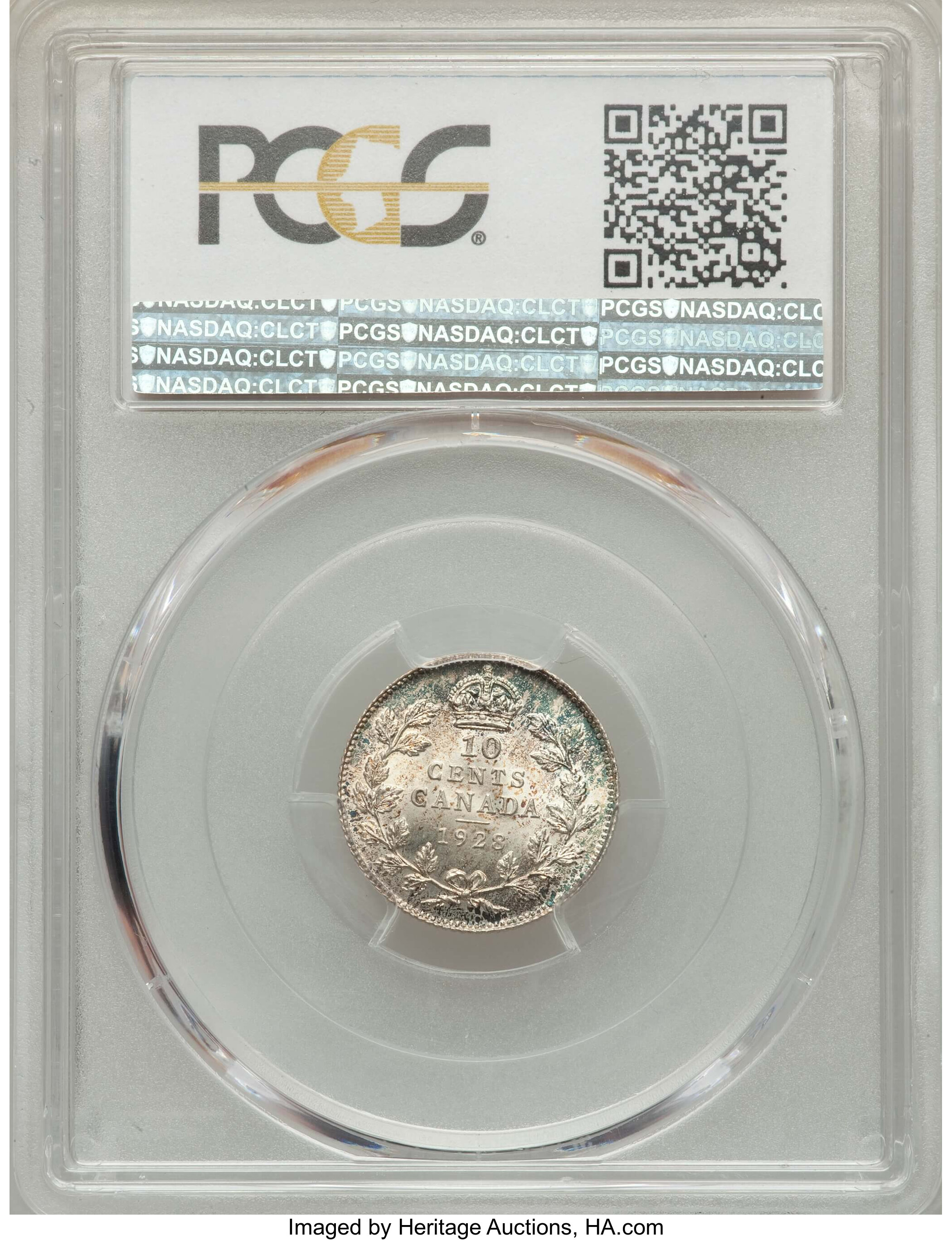 image for: George V 10 Cents 1928 MS64 PCGS