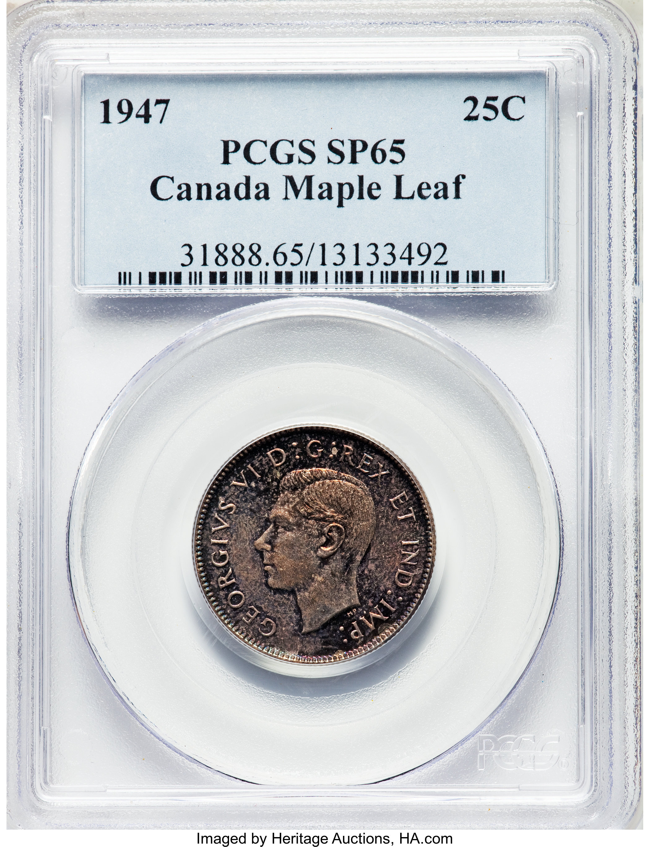 image for: George VI Specimen "Maple Leaf" 25 Cents 1947 SP65 PCGS