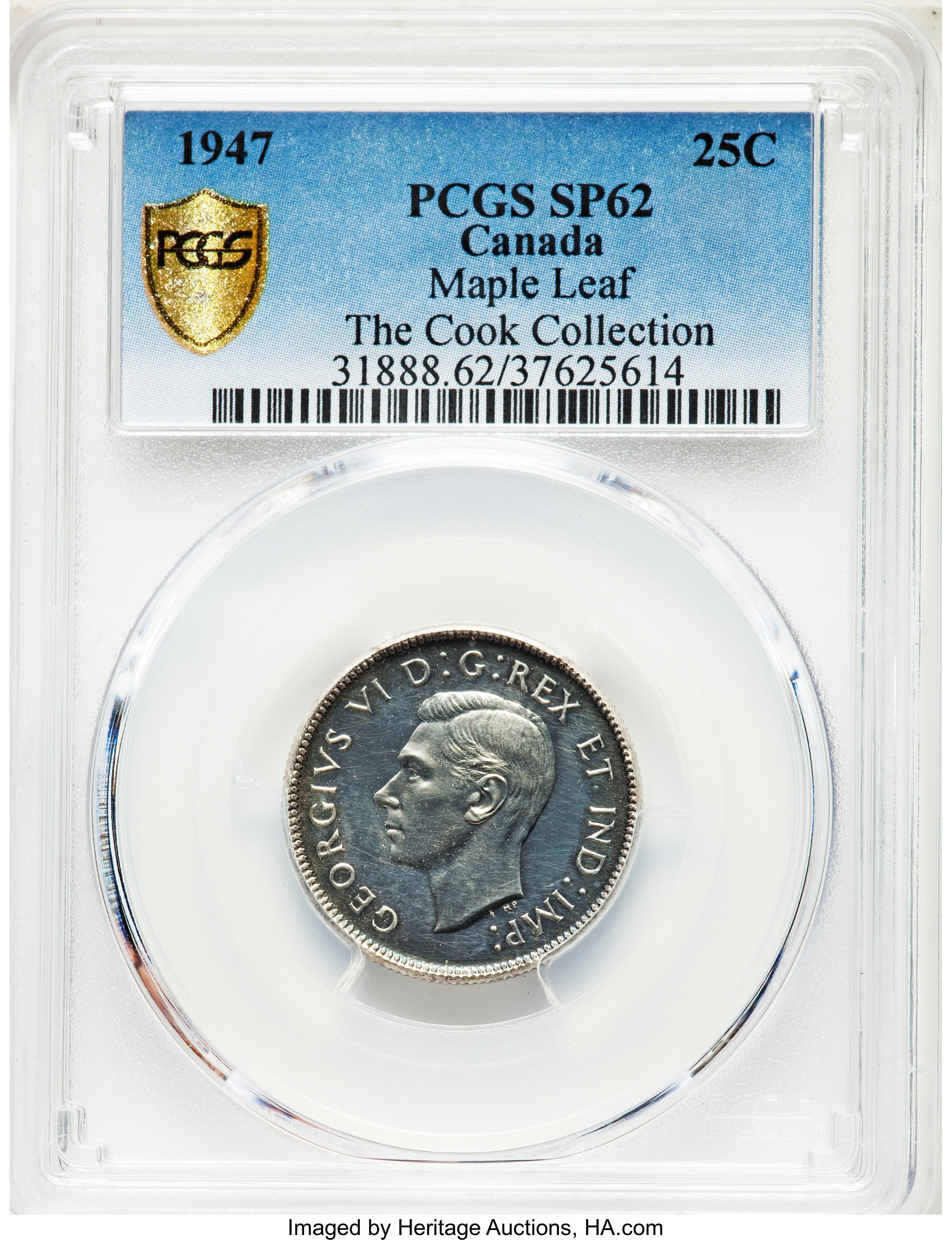 image for: George VI Specimen "Maple Leaf" 25 Cents 1947 SP62 PCGS