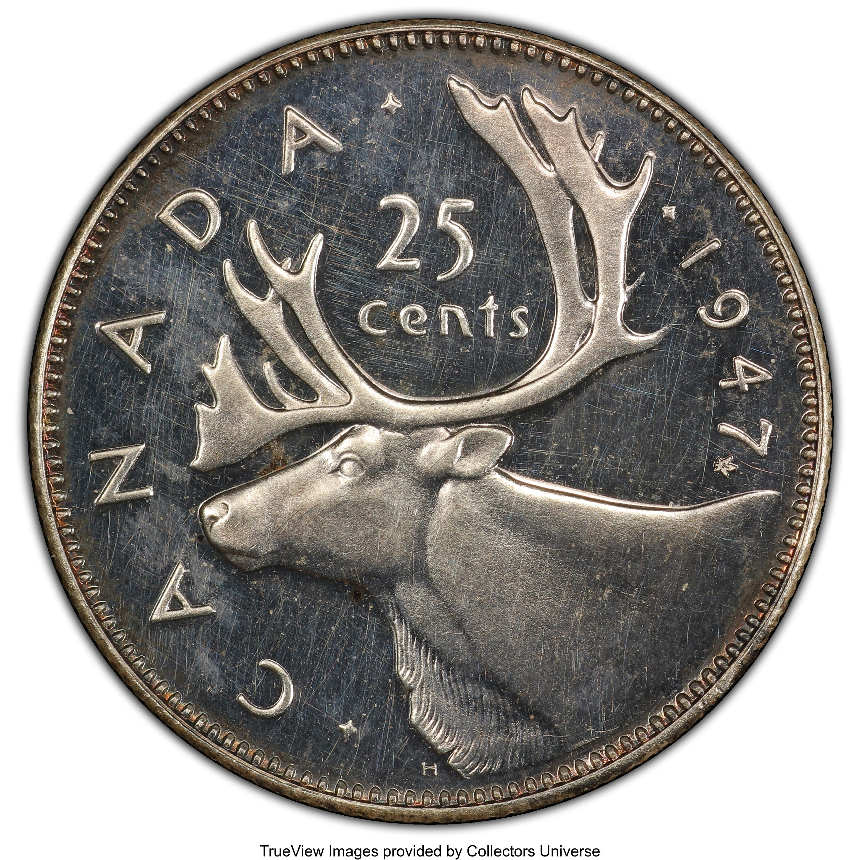 image for: George VI Specimen "Maple Leaf" 25 Cents 1947 SP62 PCGS