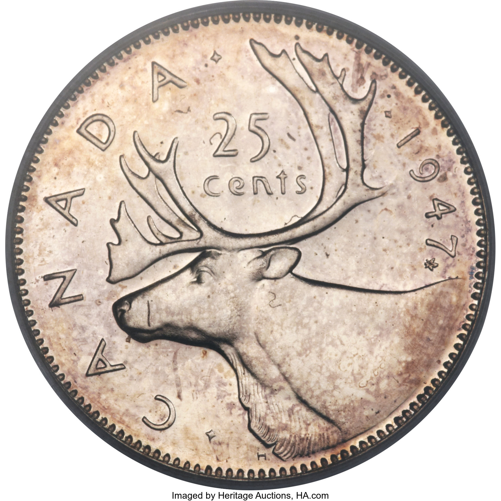 image for: George VI Specimen "Maple Leaf" 25 Cents 1947 SP64 PCGS