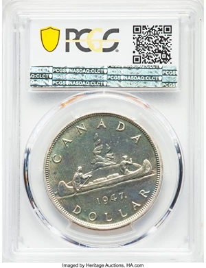 image for: George VI Specimen "Maple Leaf" Dollar 1947 SP63 PCGS