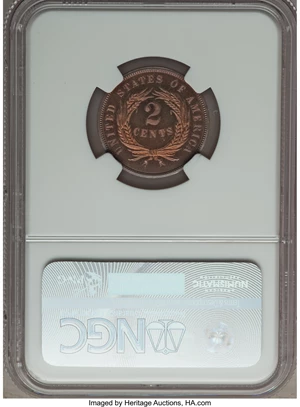 image for: 1864 2C Large Motto PR66 Red and Brown Cameo NGC....