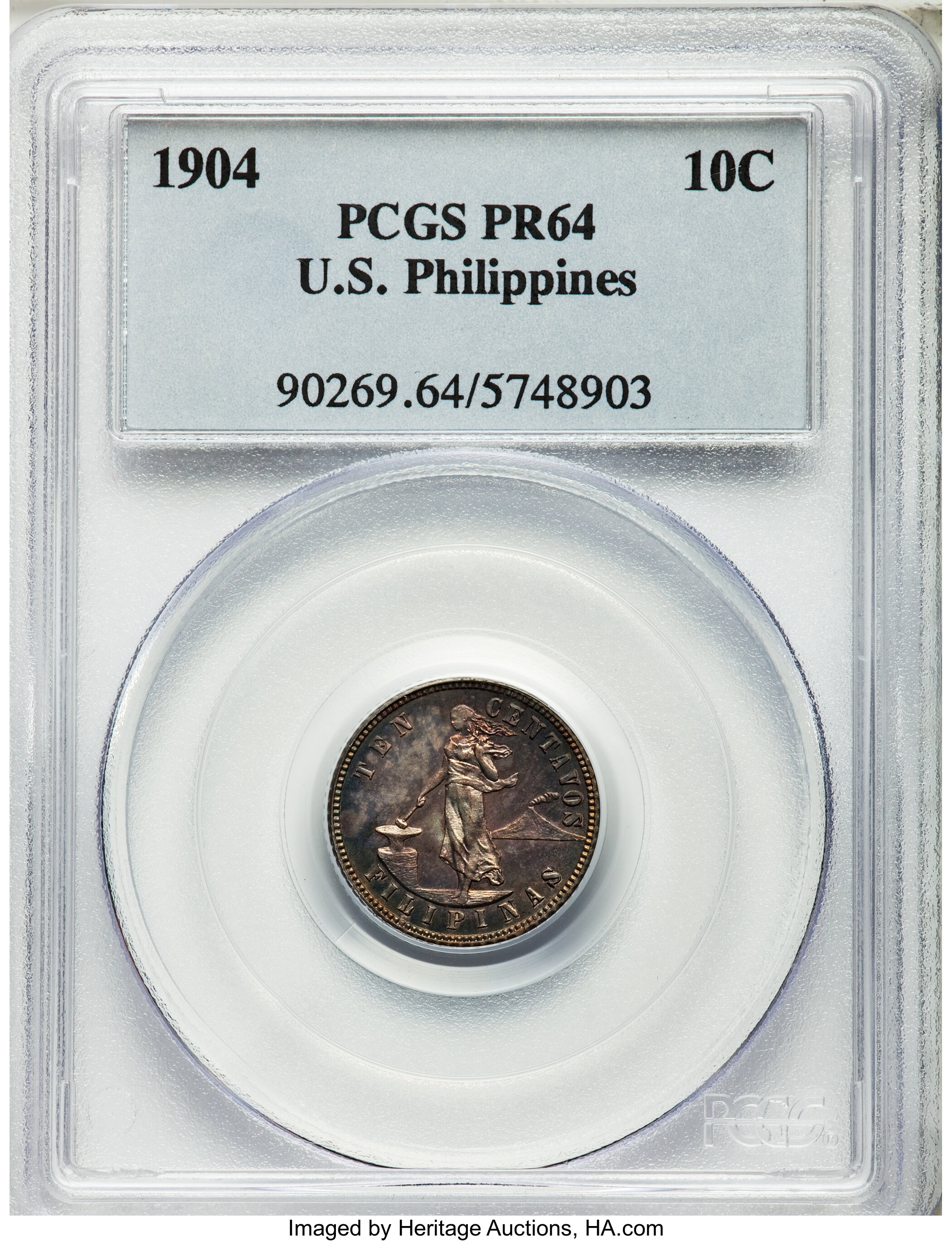 image for: 1904 10C PR64 PCGS. PCGS Population (16/42). NGC Census: (0/0)....