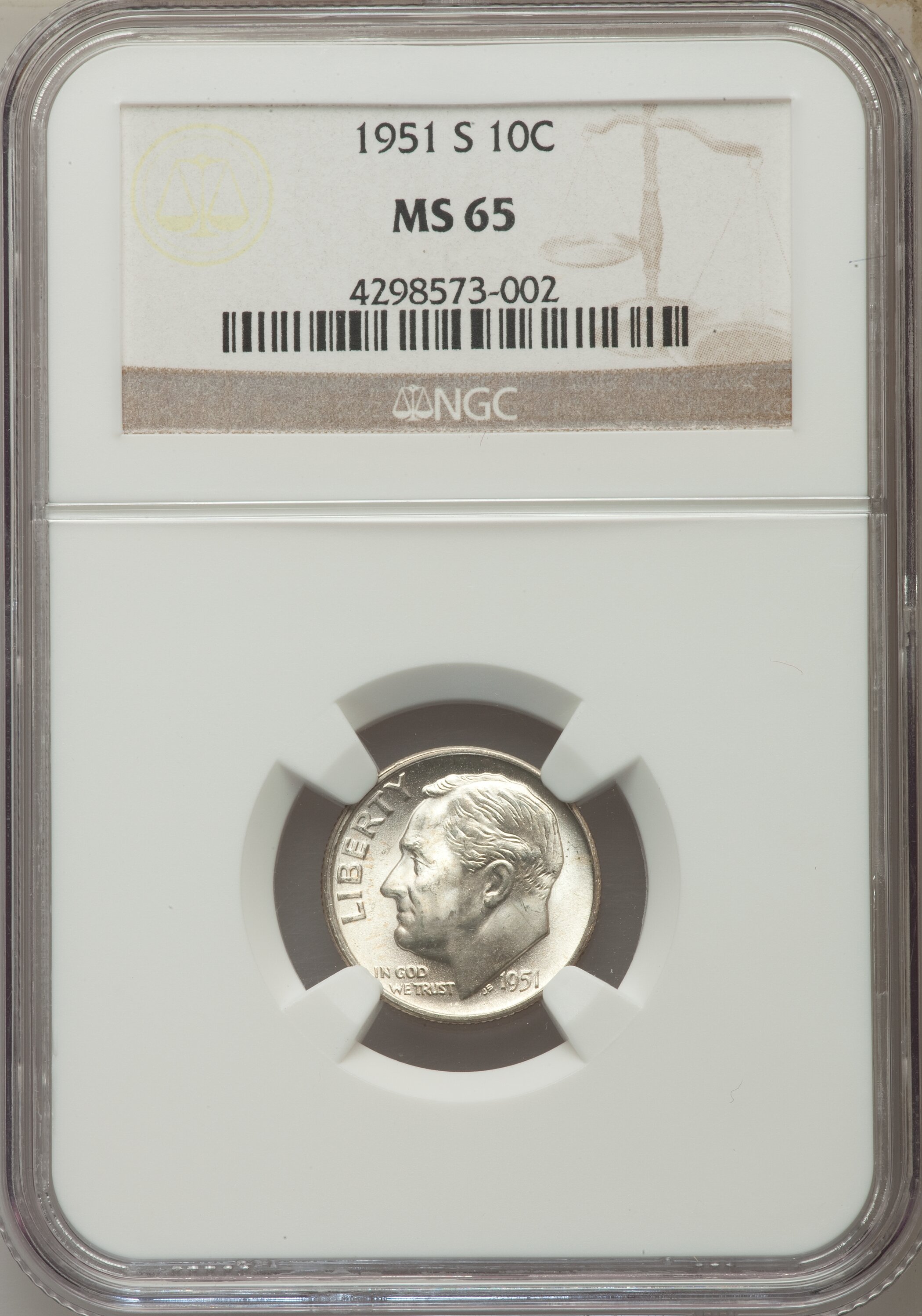 1951-S 10c AU50 CAC thumbnail 6