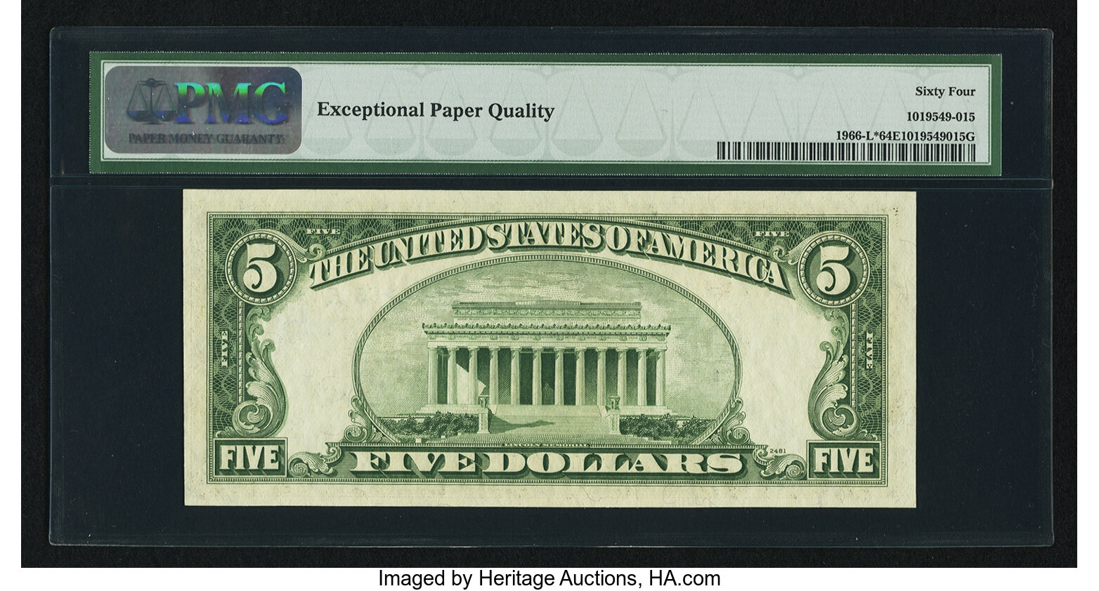 image for: Fr. 1966-L* $5 1950E Federal Reserve Star Note. PMG Choice Uncirculated 64 EPQ....