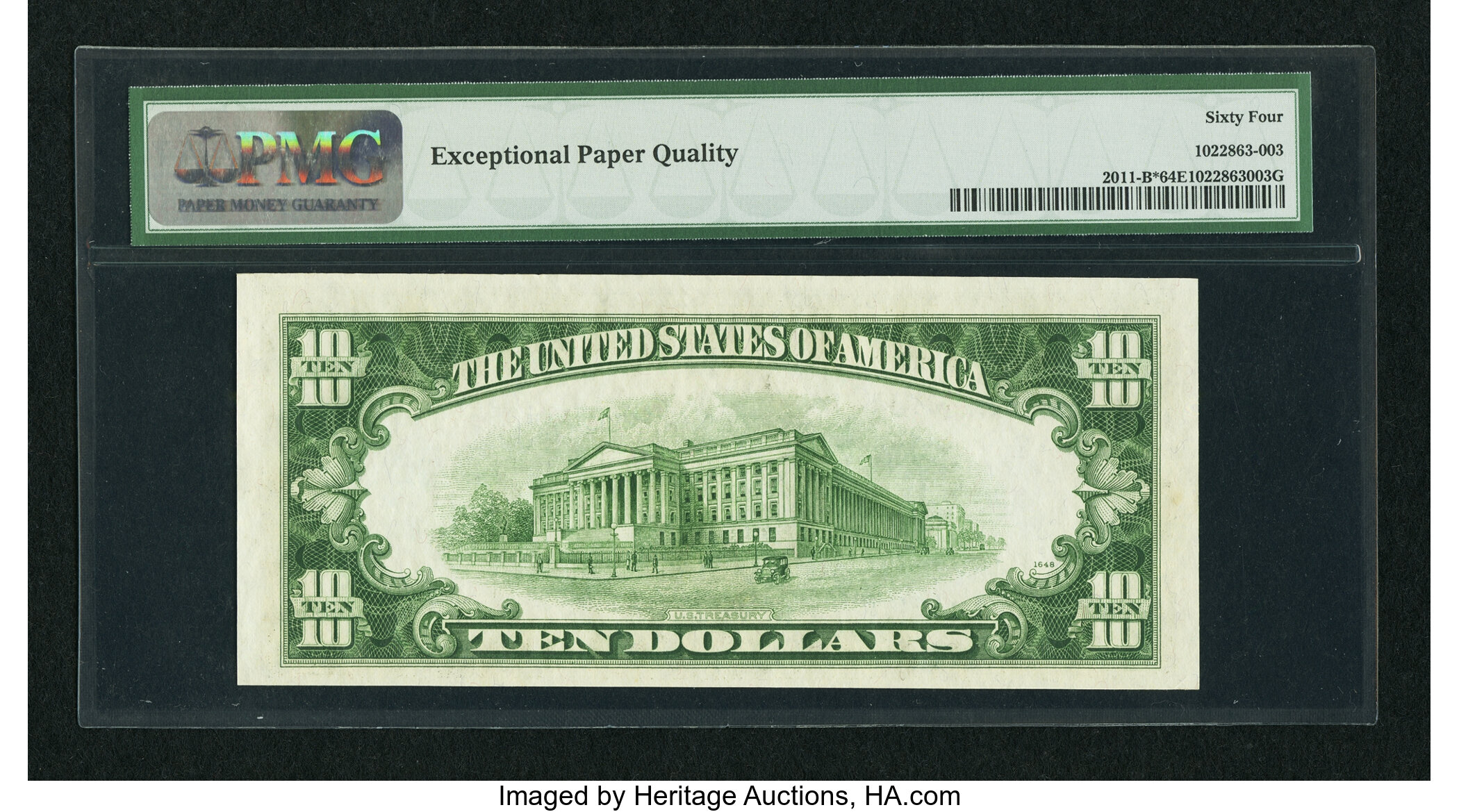 image for: Fr. 2011-B* $10 1950A Federal Reserve Star Note. PMG Choice Uncirculated 64 EPQ....