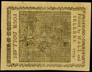 image for: CC-90. Continental Currency. January 14th, 1779 $4. PCGS Choice About New 58PPQ.