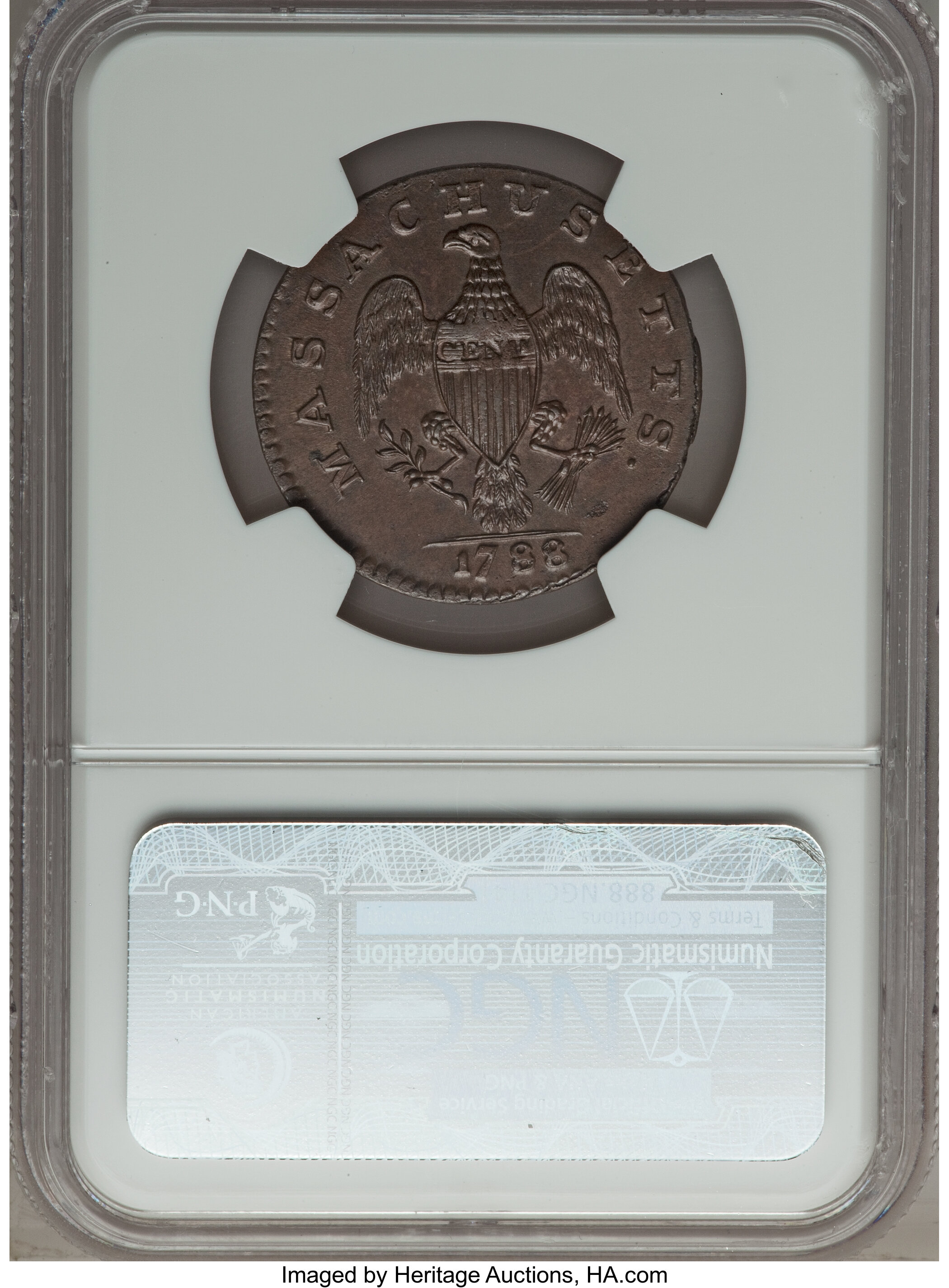 1788 Cent Massachusetts, With Period MS BN MS63 BN thumbnail 8