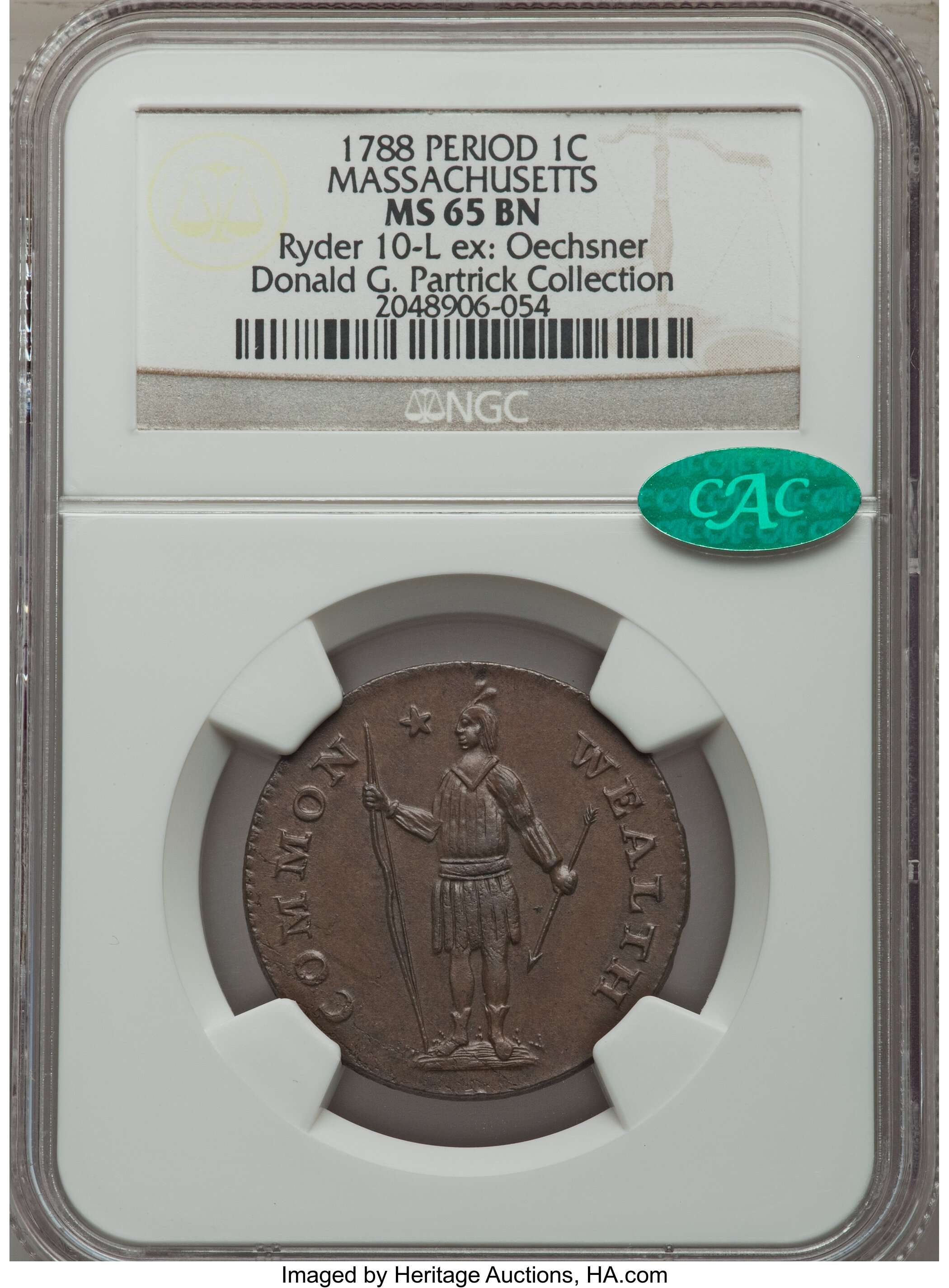 1788 Cent Massachusetts, With Period MS BN MS63 BN thumbnail 10