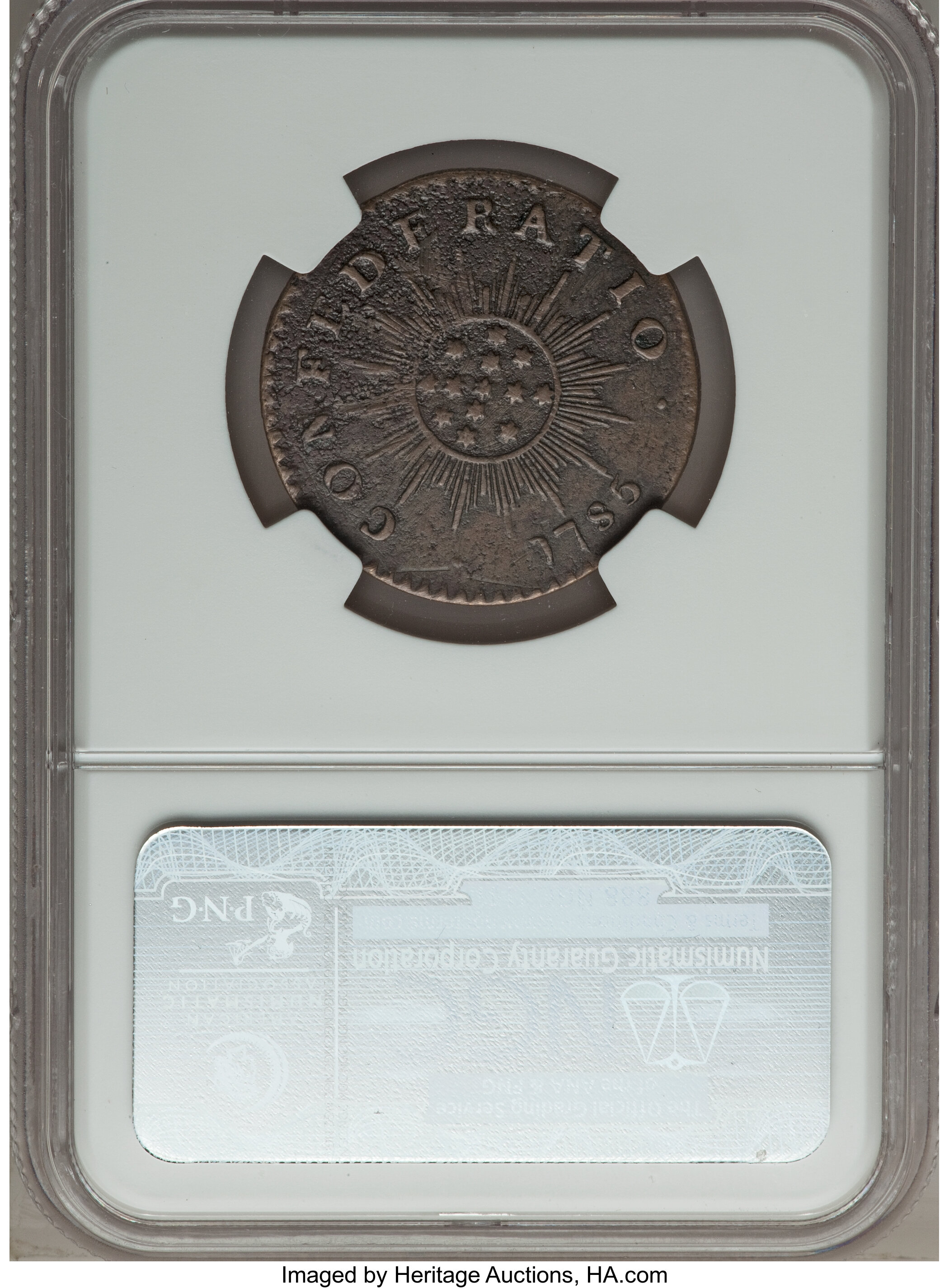 image for: 1785 Cent Inimica Tyrannis Americana / Confederatio, Small Circle Cent Original VF30 NGC. Breen-1124, Whitman-5635, Low R.7. ...