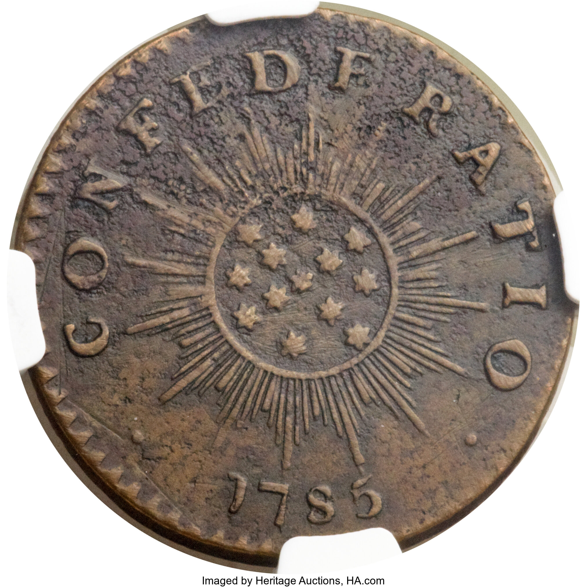 image for: 1785 Cent Inimica Tyrannis Americana / Confederatio, Small Circle Cent Original VF30 NGC. Breen-1124, Whitman-5635, Low R.7. ...