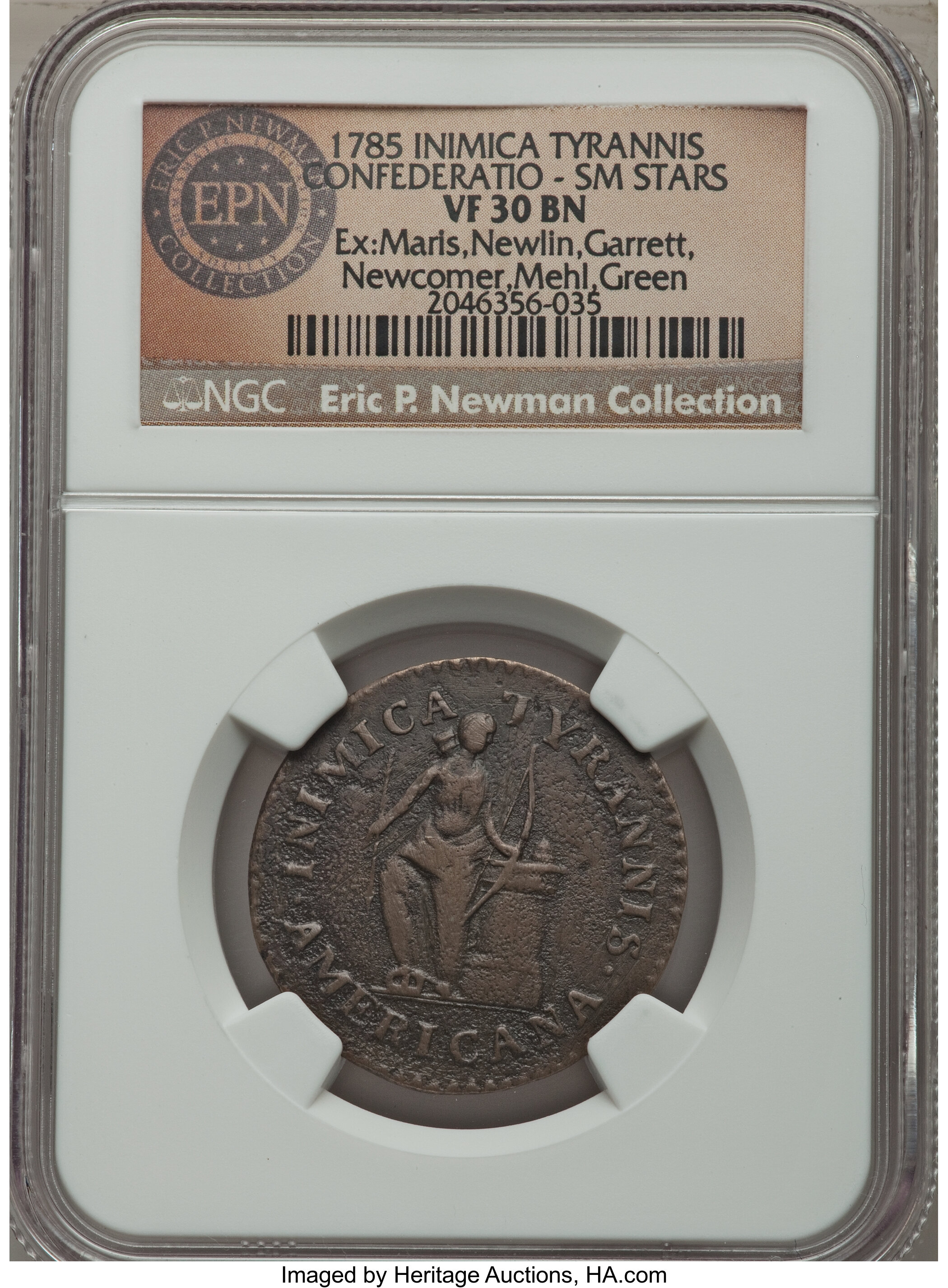 image for: 1785 Cent Inimica Tyrannis Americana / Confederatio, Small Circle Cent Original VF30 NGC. Breen-1124, Whitman-5635, Low R.7. ...