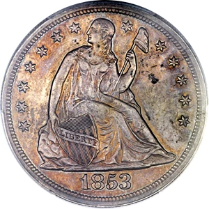 image for: 1853 $1 Restrike PR58 PCGS. CAC....
