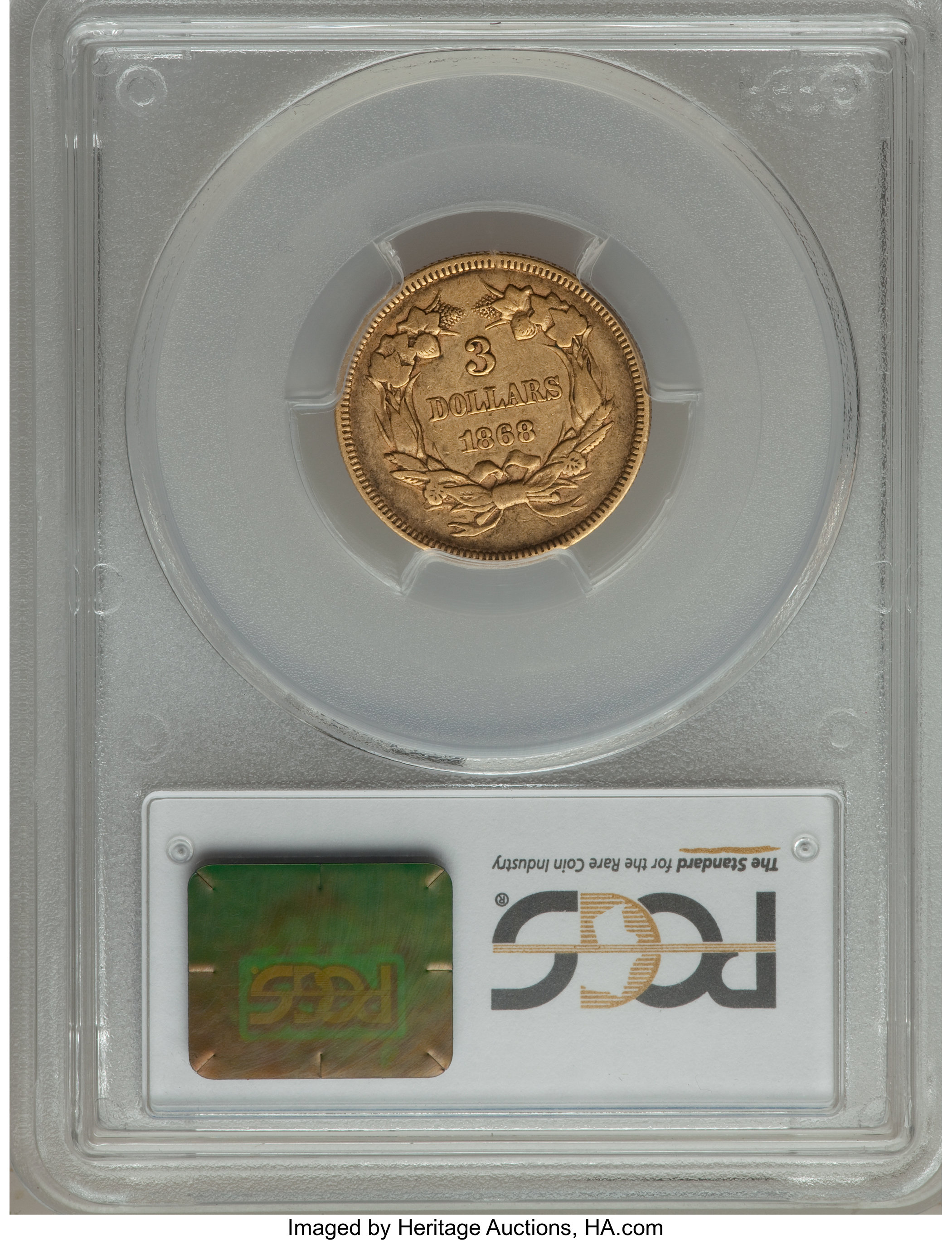 1868 $3 VF20 CAC thumbnail 2