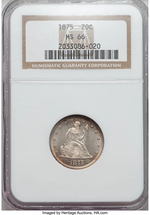 image for: 1875 20C MS66 NGC. BF-1, R.1....