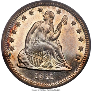 image for: 1841 25C PR61 PCGS. Briggs 4-B....