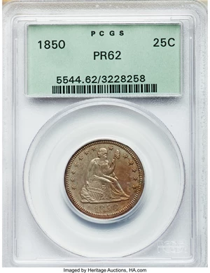 image for: 1850 25C PR62 PCGS. Briggs 3-C....