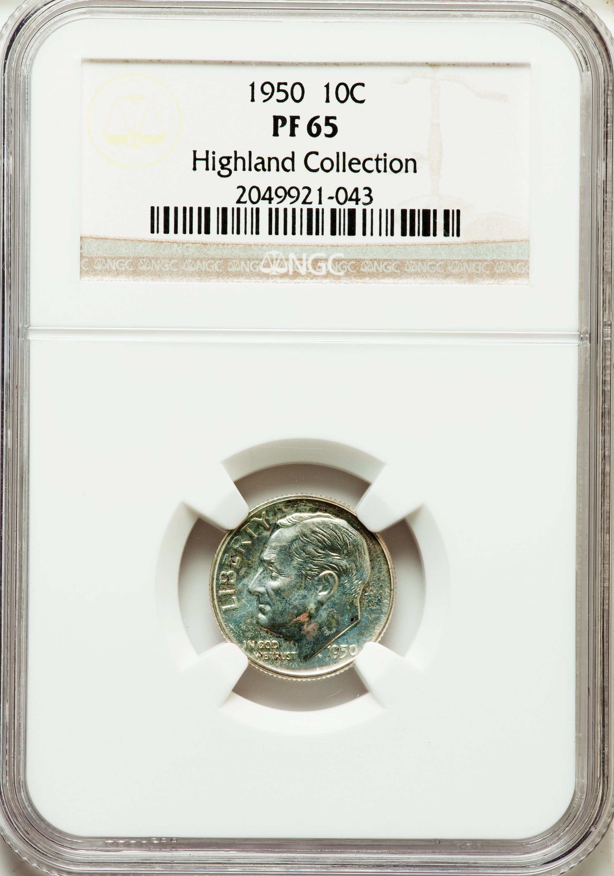 1950 10C PR65 NGC. Ex: Highland Collection. NGC Census: (164/874). PCGS Population (407/967). Mintage: 51,386. Numismedia W...