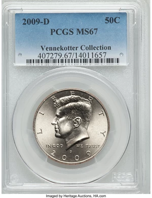 image for: 2009-D 50C MS67 PCGS. Ex: Vennekotter Collection. PCGS Population (25/0). NGC Census: (0/0). ...