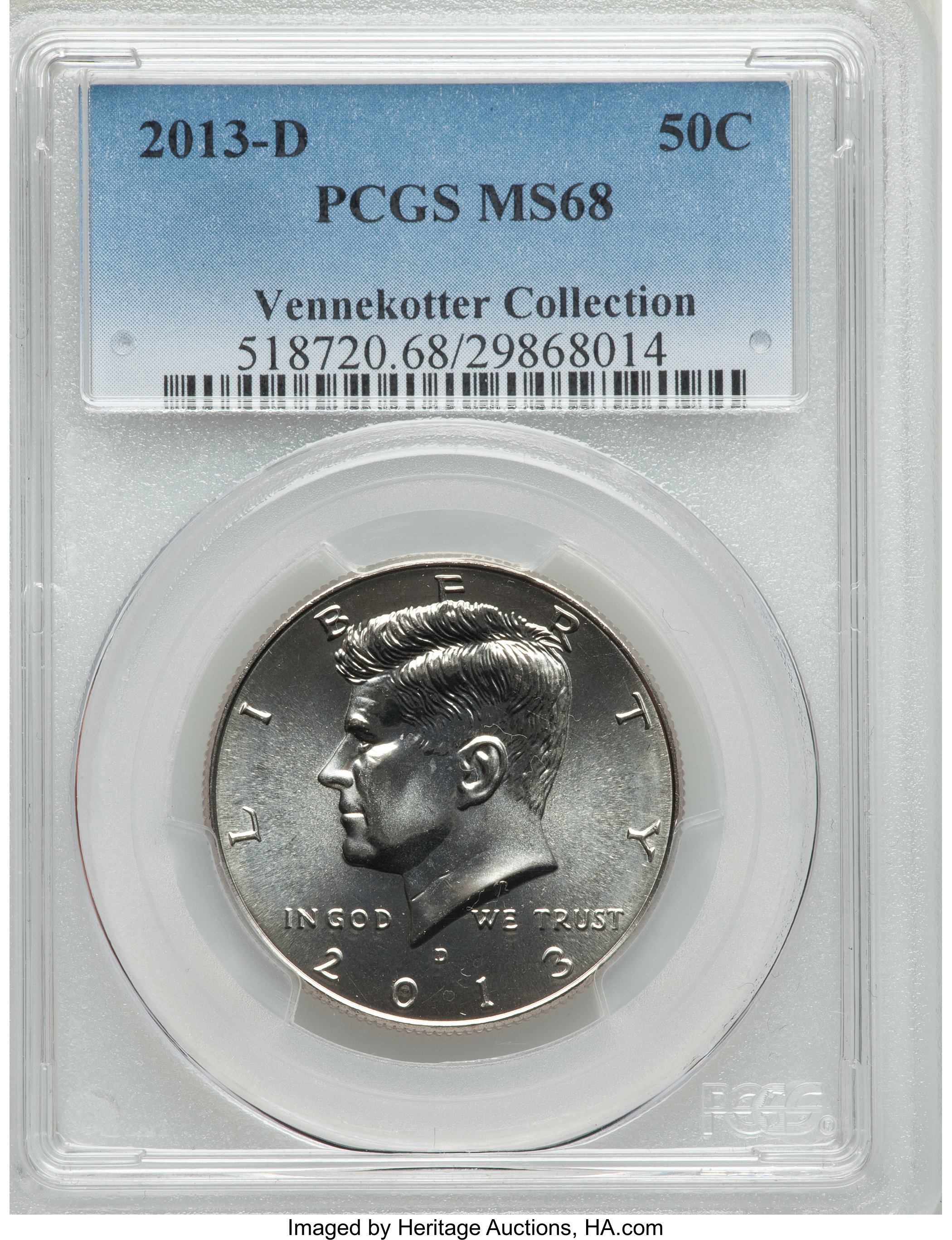 image for: 2013-D 50C MS68 PCGS. Ex: Vennekotter Collection. PCGS Population (44/0). NGC Census: (0/0).  ...