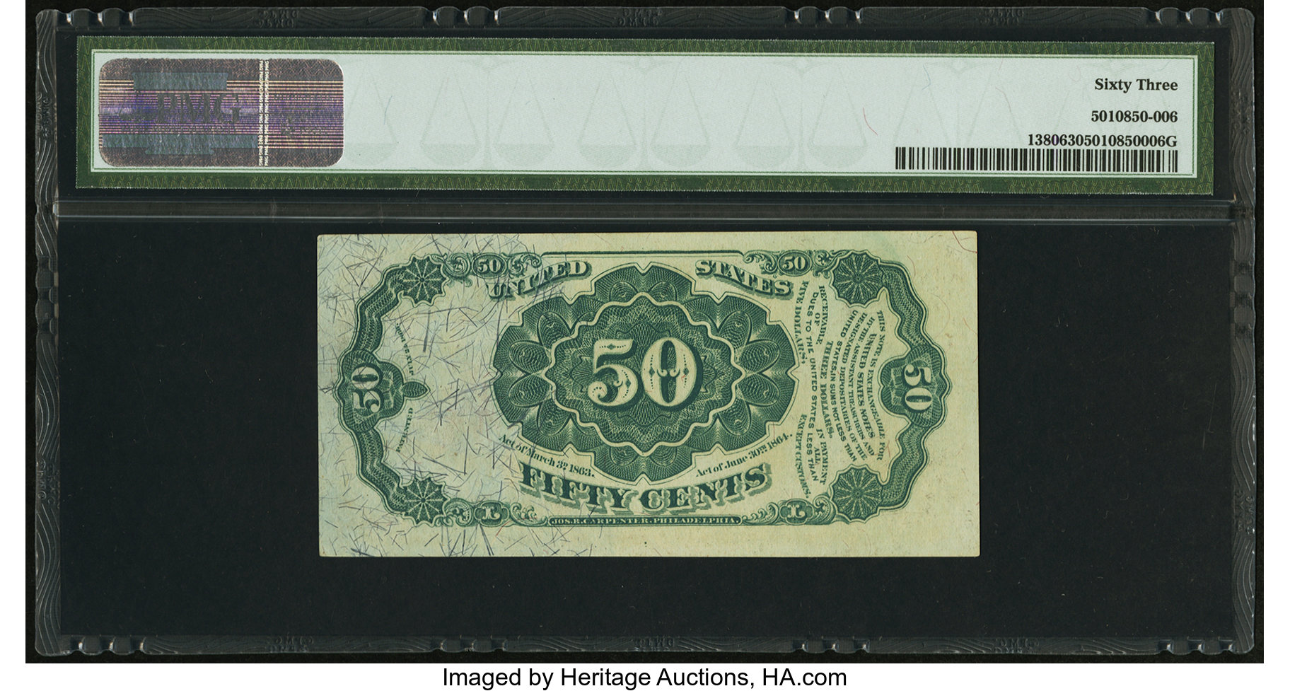 image for: Fr. 1380 50¢ Fifth Issue PMG Choice Uncirculated 63....