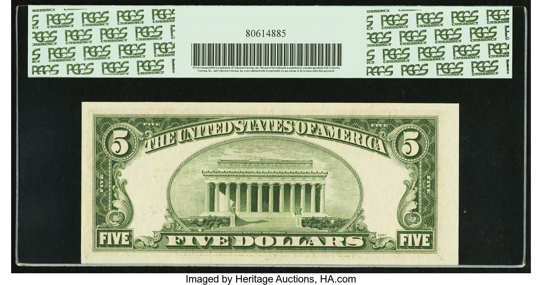 image for: Fr. 1965-G* $5 1950D Federal Reserve Star Note. PCGS Choice About New 58PPQ....