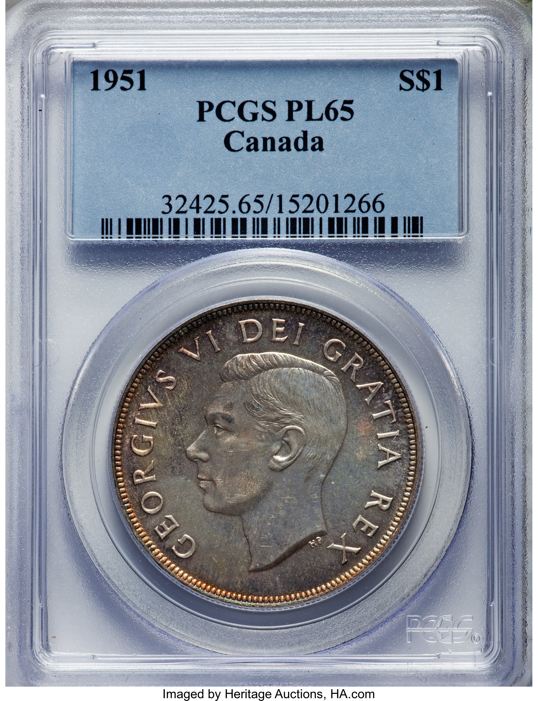 image for: George VI Prooflike Dollar 1951 PL65 PCGS