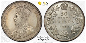 image for: CANADA. 50 Cents, 1932. Ottawa Mint. PCGS SPECIMEN-62 Gold Shield.