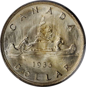 image for: CANADA. Dollar, 1935. Ottawa Mint. PCGS SPECIMEN-67+ Gold Shield.