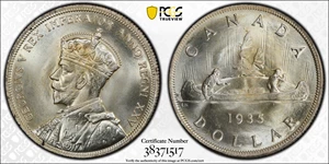 image for: CANADA. Dollar, 1935. Ottawa Mint. PCGS SPECIMEN-67+ Gold Shield.