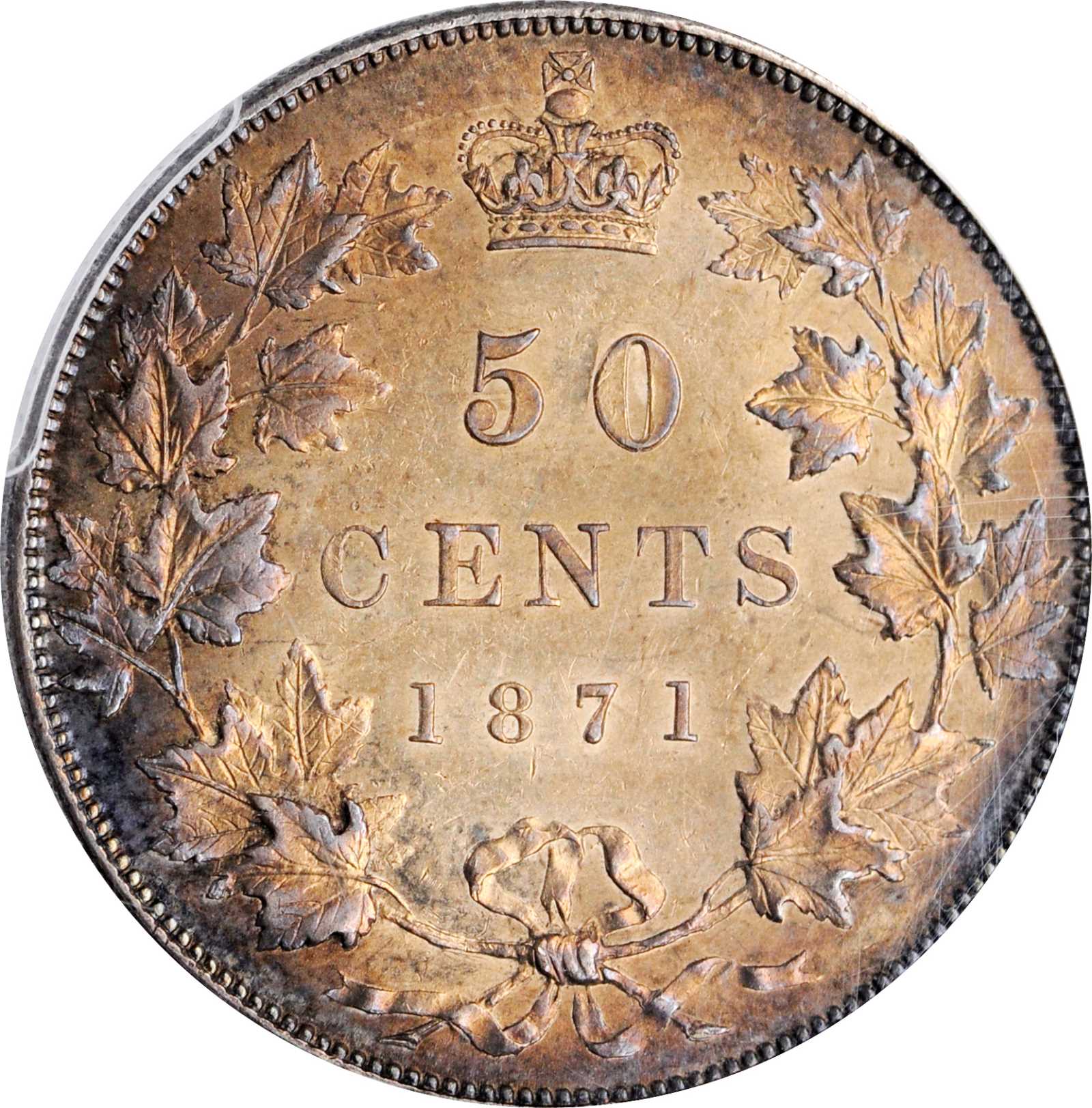 image for: CANADA. 50 Cents, 1871. London Mint. PCGS AU-53 Gold Shield.