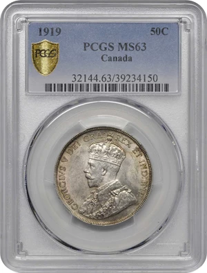 image for: CANADA. 50 Cents, 1919. Ottawa Mint. PCGS MS-63 Gold Shield.