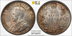 image for: CANADA. 50 Cents, 1919. Ottawa Mint. PCGS MS-63 Gold Shield.