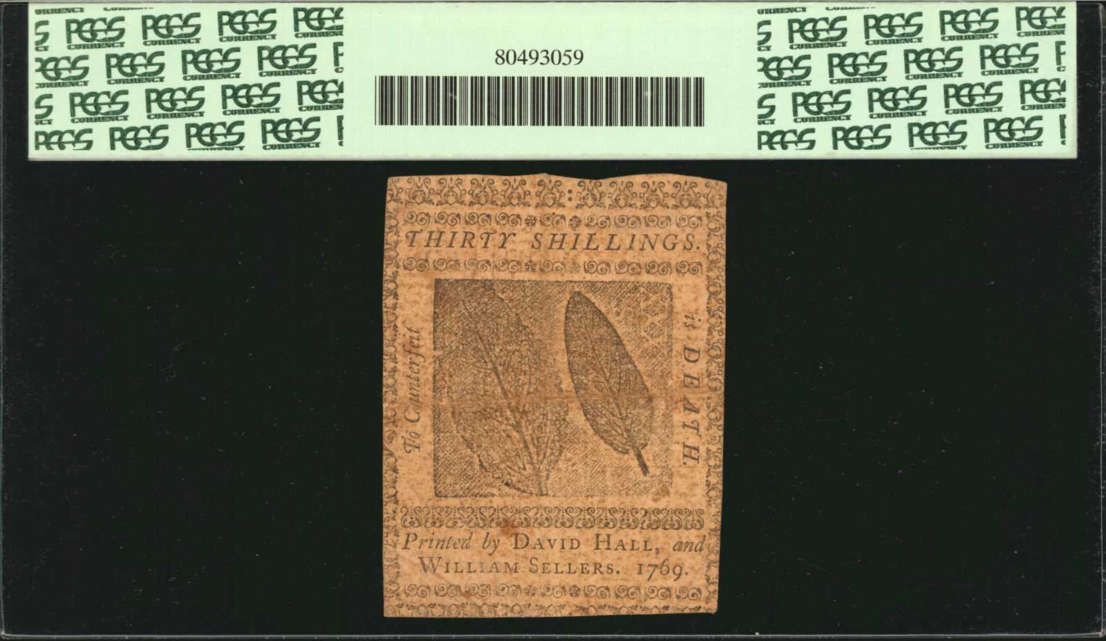 image for: PA-132. Pennsylvania. March 1, 1769. 1 Pound, 10 Shillings. PCGS Currency Extremely Fine 40 PPQ.