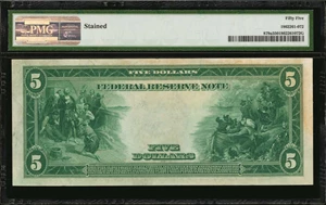 image for: Fr. 879a. 1914 $5 Federal Reserve Note. Minneapolis. PMG About Uncirculated 55.