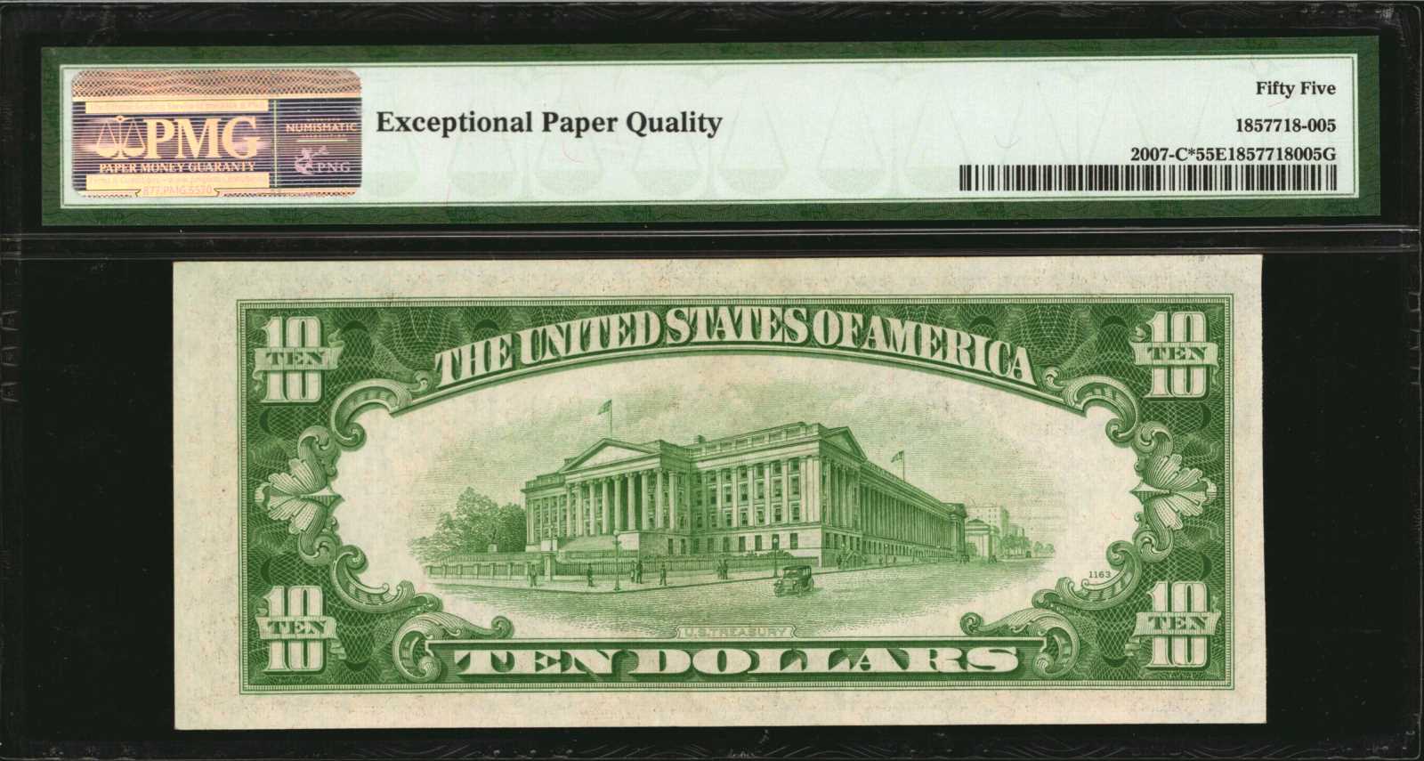 image for: Fr. 2007-C*. 1934B $10 Federal Reserve Star Note. Philadelphia. PMG About Uncirculated 55 EPQ.