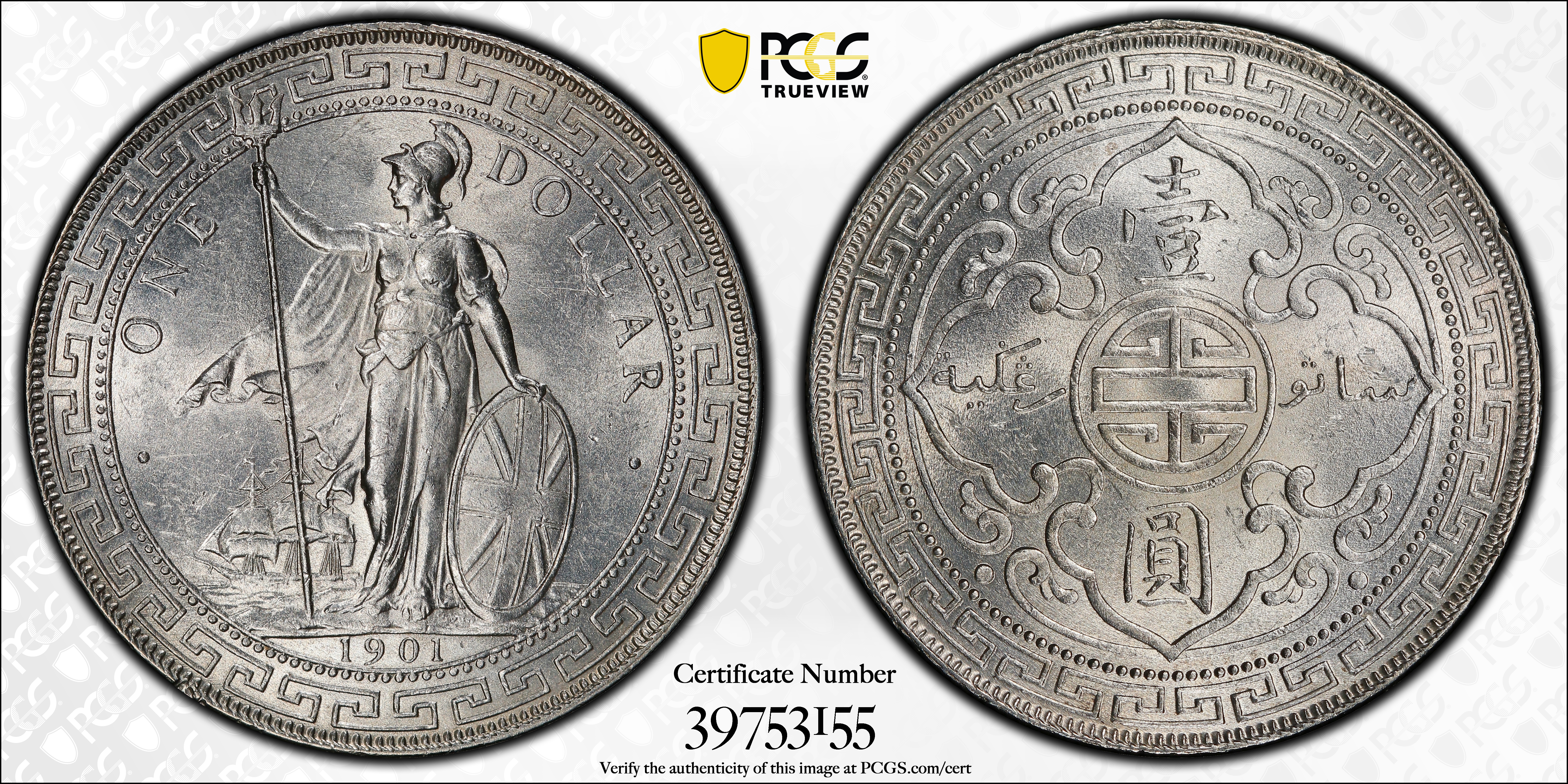 image for: GREAT BRITAIN. Trade Dollar, 1901-C. Calcutta Mint. PCGS MS-63 Gold Shield.