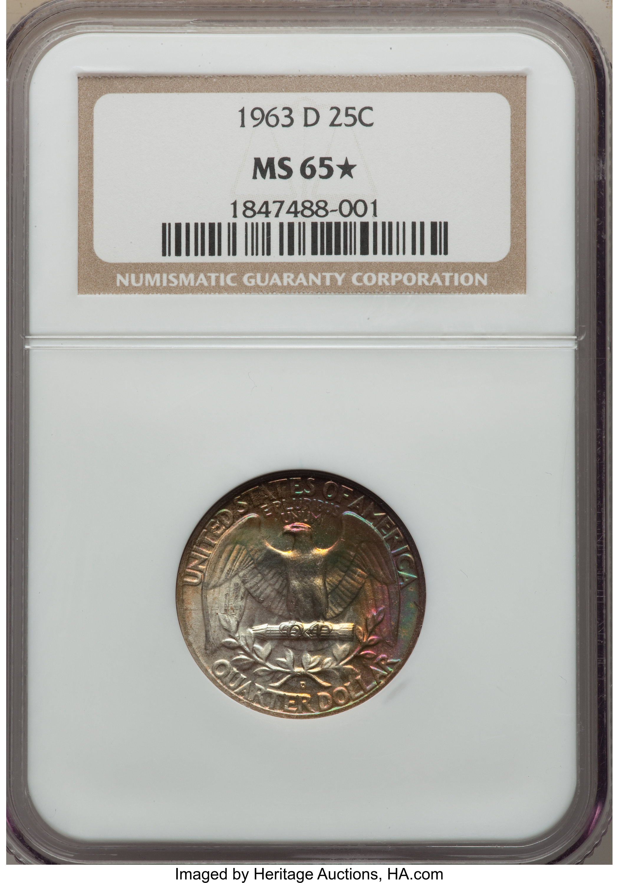 1943 25C MS65 ★ NGC. This lot also includes: (2)1963-D 25C MS65 ★ NGC and 1963-D 25C ... (Total: 4 coins)