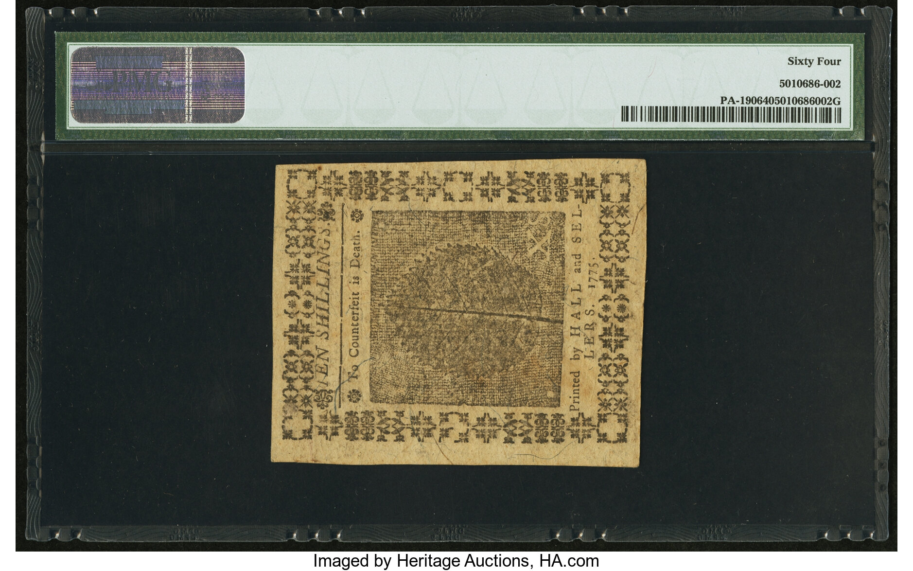 image for: Pennsylvania October 25, 1775 10s PMG Choice Uncirculated 64....