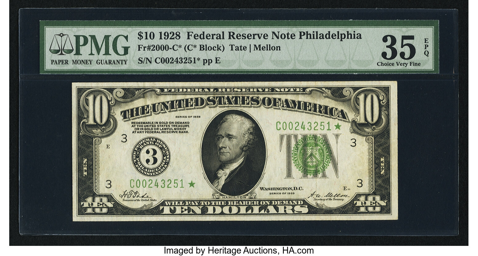 image for: Fr. 2000-C* $10 1928 Federal Reserve Note. PMG Choice Very Fine 35 EPQ....