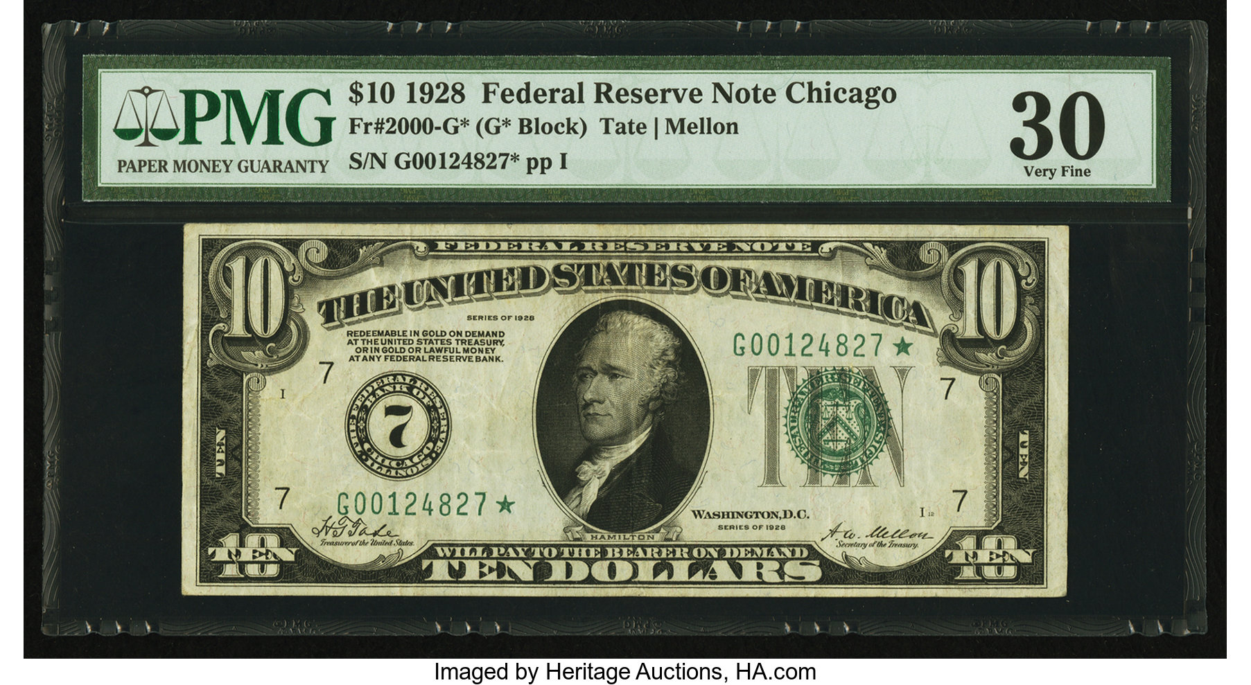 image for: Fr. 2000-G* $10 1928 Federal Reserve Note. PMG Very Fine 30....