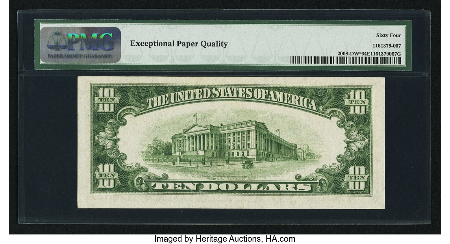 image for: Fr. 2008-D* $10 1934C Wide Federal Reserve Note. PMG Choice Uncirculated 64 EPQ....