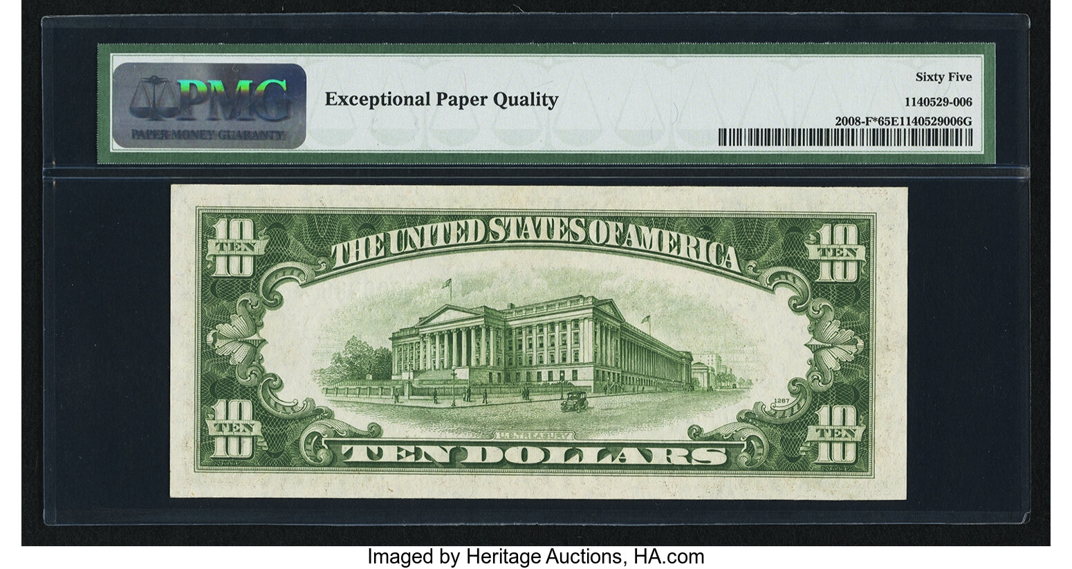 image for: Fr. 2008-F* $10 1934C Wide Federal Reserve Note. PMG Gem Uncirculated 65 EPQ....