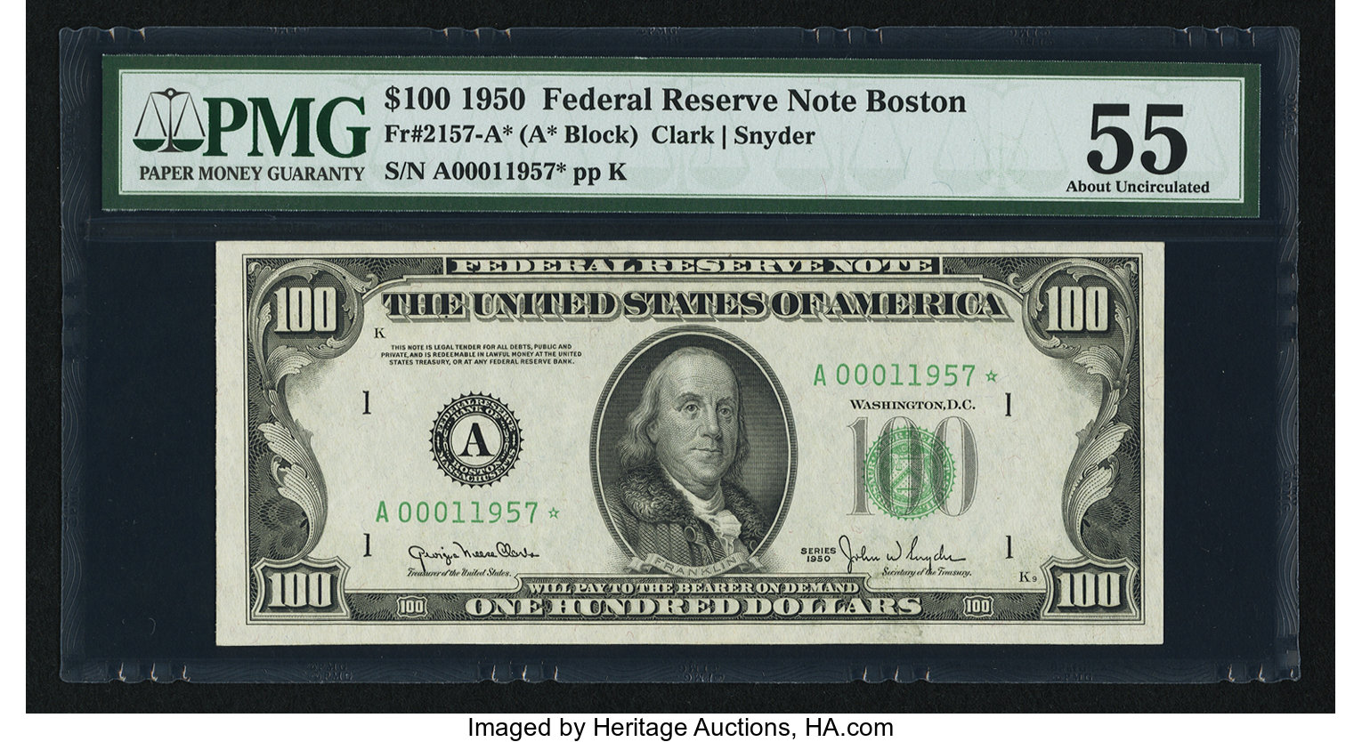 1950 $100 Replacement, Boston (Fr. 2157A*)