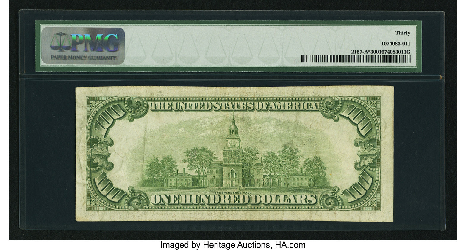 image for: Low Serial Number A00000027* Fr. 2157-A* $100 1950 Federal Reserve Note. PMG Very Fine 30....