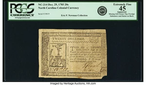 image for: North Carolina December 29, 1785 20 Shillings Fr. NC-214. PCGS Extremely Fine 45 Apparent....