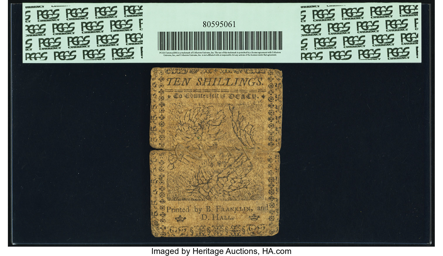 image for: Pennsylvania October 1, 1755 10 Shillings Fr. PA-68. PCGS Fine 12 Apparent....
