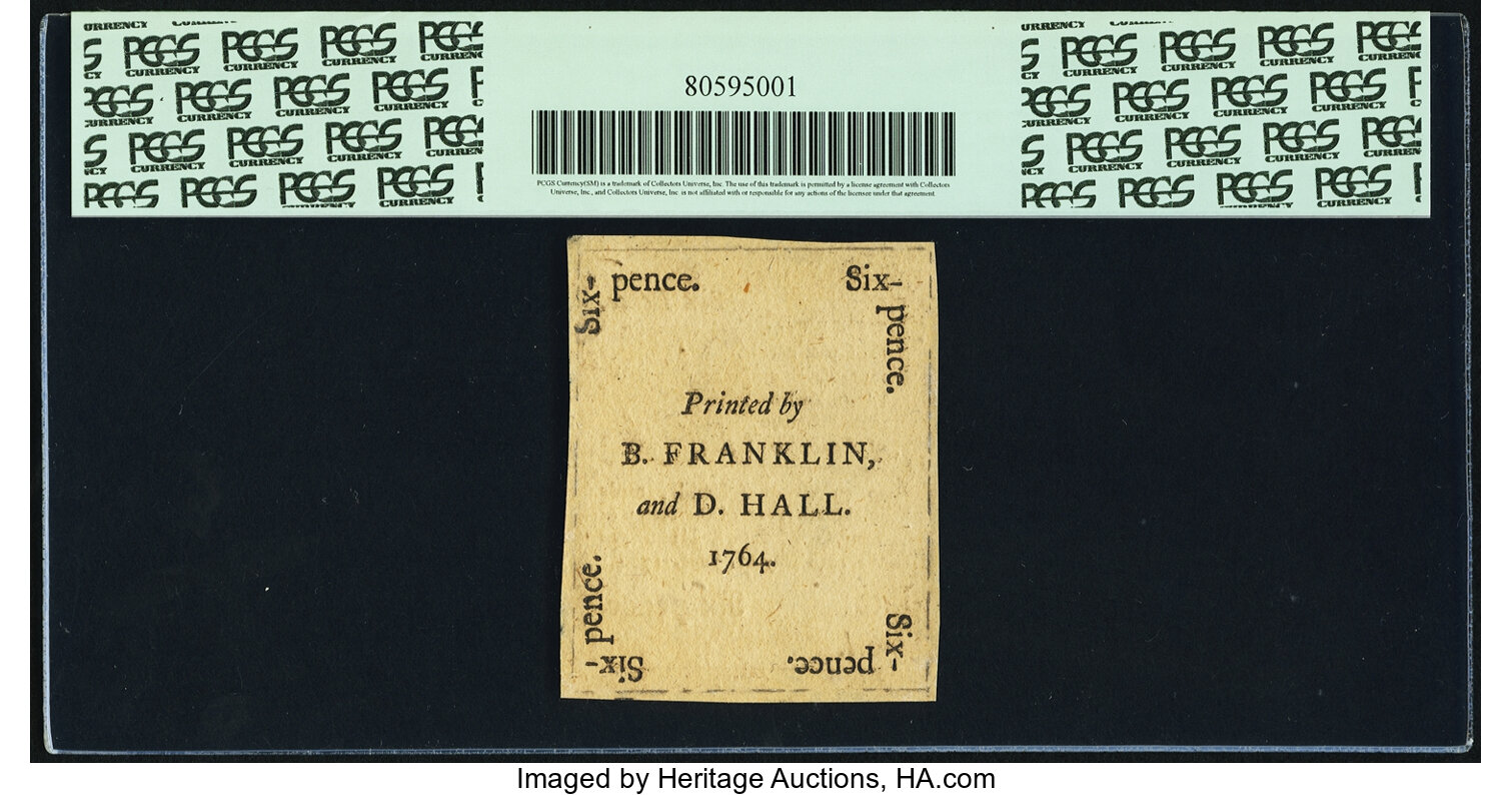 image for: Pennsylvania June 18, 1764 6 Pence Fr. PA-117. PCGS New 62....